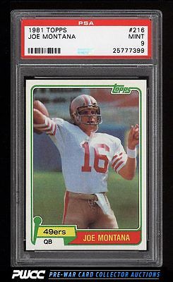 1981 Topps Football Joe Montana ROOKIE RC 216 PSA 9 MINT PWCC