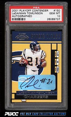 2001 Playoff Contenders LaDainian Tomlinson ROOKIE AUTO 150 PSA 10 GEM PWCC