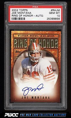 2002 Topps Ring Of Honor Joe Montana AUTO RHJM PSA 10 GEM MINT PWCC