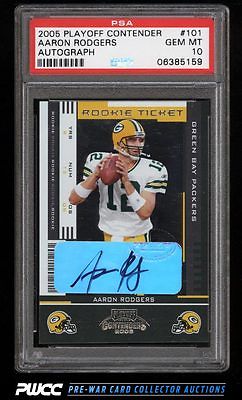 2005 Playoff Contenders Aaron Rodgers ROOKIE RC AUTO 101 PSA 10 GEM MINT PWCC