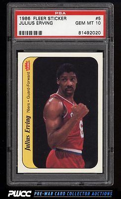 1986 Fleer Sticker SETBREAK Julius Erving 5 PSA 10 GEM MINT PWCC