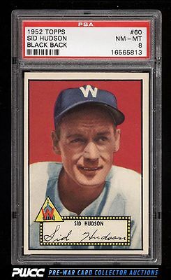 1952 Topps SETBREAK Sid Hudson BLACK BACK 60 PSA 8 NMMT PWCC