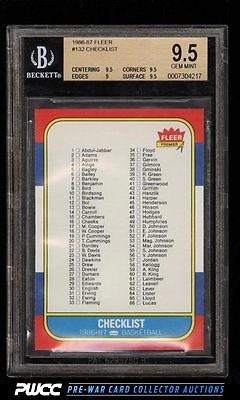 1986 Fleer Basketball SETBREAK Checklist 1132 132 BGS 95 GEM MINT PWCC