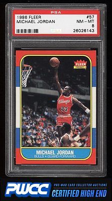 1986 Fleer Basketball Michael Jordan ROOKIE RC 57 PSA 8 NMMT PWCCHE