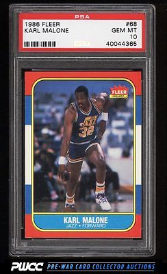 1986 Fleer Basketball Karl Malone ROOKIE RC 68 PSA 10 GEM MINT PWCC