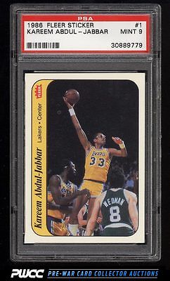 1986 Fleer Sticker Kareem AbdulJabbar 1 PSA 9 MINT PWCC