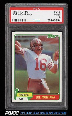 1981 Topps Football Joe Montana ROOKIE RC 216 PSA 9 MINT PWCC