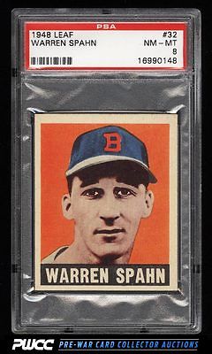 1948 Leaf Warren Spahn ROOKIE RC 32 PSA 8 NMMT PWCC