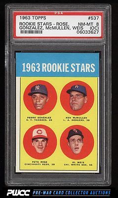 1963 Topps Pete Rose ROOKIE RC 537 PSA 8oc NMMT PWCC