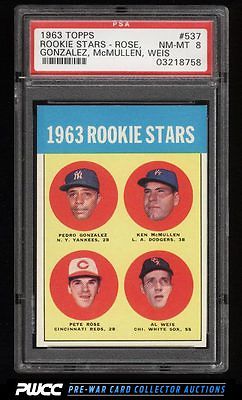 1963 Topps Pete Rose ROOKIE RC 537 PSA 8 NMMT PWCC