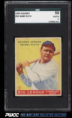 1933 Goudey Babe Ruth 53 SGC 450 VGEX PWCC