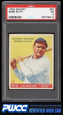 1933 Goudey Babe Ruth 53 PSA 5 EX PWCCHE