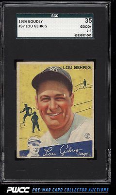 1934 Goudey Lou Gehrig YELLOW 37 SGC 2535 GD PWCC