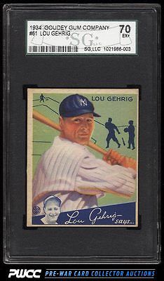 1934 Goudey Lou Gehrig GREEN 61 SGC 5570 EX PWCC