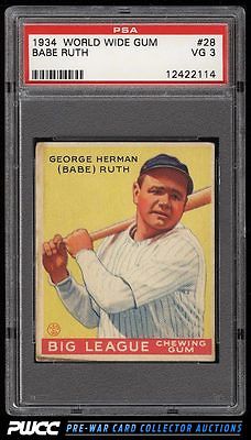 1934 Goudey World Wide Gum Babe Ruth 28 PSA 3 VG PWCC