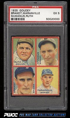 1935 Goudey 4In1 Babe Ruth Rabbit Maranville Brandt McManus PSA 5 EX PWCC