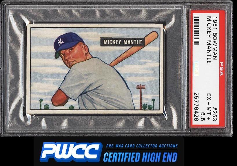 1951 Bowman Mickey Mantle ROOKIE RC 253 PSA 65 EXMT PWCCHE