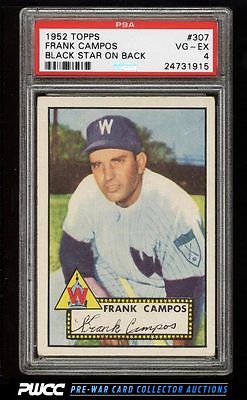 1952 Topps Frank Campos BLACK STAR ON BACK 307 PSA 4 VGEX PWCC