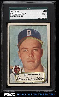 1952 Topps Eddie Mathews ROOKIE RC 407 SGC 230 GD PWCC