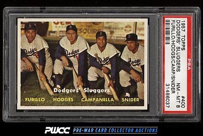 1957 Topps Duke Snider Campanella Hodges Furillo SLUGGERS 400 PSA 8 NMMT PWCC