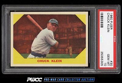 1960 Fleer SETBREAK Chuck Klein 30 PSA 10 GEM MINT PWCC