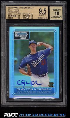 2006 Bowman Chrome Refractors Clayton Kershaw ROOKIE RC AUTO 500 BGS 95 PWCC