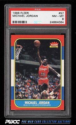 1986 Fleer Basketball Michael Jordan ROOKIE RC 57 PSA 8 NMMT PWCC