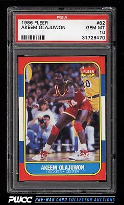 1986 Fleer Basketball Hakeem Olajuwon ROOKIE RC 82 PSA 10 GEM MINT PWCC