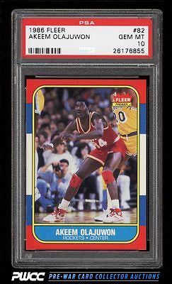 1986 Fleer Basketball Hakeem Olajuwon ROOKIE RC 82 PSA 10 GEM MINT PWCC