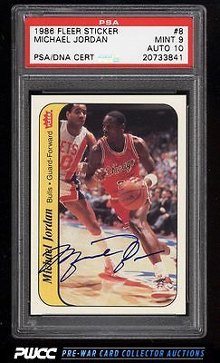 1986 Fleer Sticker Michael Jordan ROOKIE RC PSADNA AUTO 10 8 PSA 9 MINT PWCC