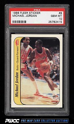 1986 Fleer Sticker Michael Jordan ROOKIE RC 8 PSA 10 GEM MINT PWCC