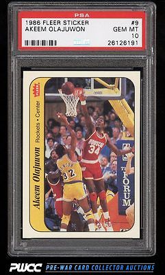 1986 Fleer Sticker Hakeem Olajuwon ROOKIE RC 9 PSA 10 GEM MINT PWCC