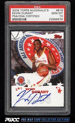 2006 Topps McDonalds AllAmerican Kevin Durant RC PSADNA AUTO PSA 10 PWCC