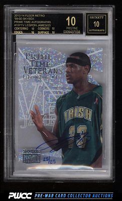 2013 Fleer Retro Skybox Primetime Lebron James BLACK LABEL AUTO 25 BGS 10PWCC