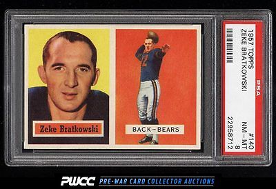 1957 Topps Football Zeke Bratkowski 140 PSA 8 NMMT PWCC