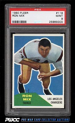 1960 Fleer Football Ron Mix ROOKIE RC 118 PSA 9 MINT PWCC