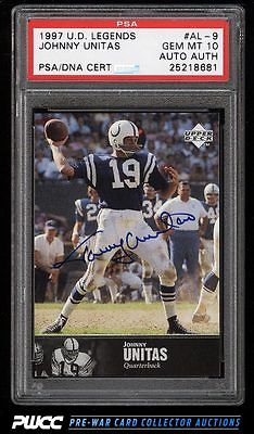 1997 Upper Deck Legends Johnny Unitas PSADNA AUTO AL9 PSA 10 GEM MINT PWCC