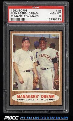 1962 Topps SETBREAK Mickey Mantle  Willie Mays MANAGERS DREAM 18 PSA 8 PWCC