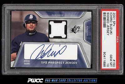 2001 SPx Signed Jersey Ichiro Suzuki ROOKIE AUTO PATCH 150 PSA 10 GEM MT PWCC