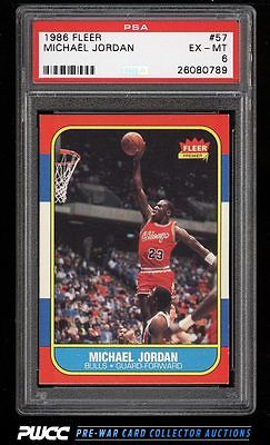 1986 Fleer Basketball Michael Jordan ROOKIE RC 57 PSA 6 EXMT PWCC