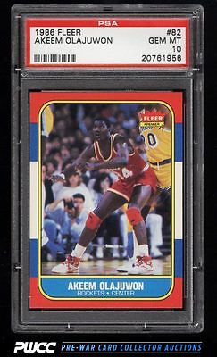 1986 Fleer Basketball Hakeem Olajuwon ROOKIE RC 82 PSA 10 GEM MINT PWCC