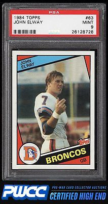 1984 Topps Football John Elway ROOKIE RC 63 PSA 9 MINT PWCCHE