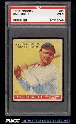 1933 Goudey Babe Ruth 53 PSA 3 VG PWCC