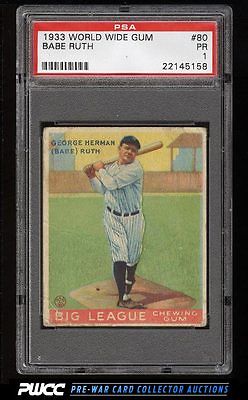 1933 Goudey World Wide Gum Babe Ruth 80 PSA 1 PR PWCC