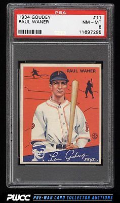 1934 Goudey SETBREAK Paul Waner 11 PSA 8 NMMT PWCC