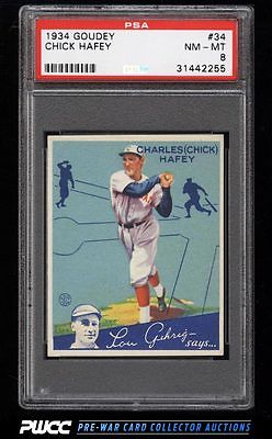 1934 Goudey SETBREAK Chick Hafey 34 PSA 8 NMMT PWCC