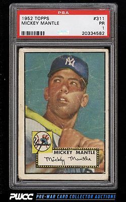 1952 Topps Mickey Mantle 311 PSA 1 PR PWCC