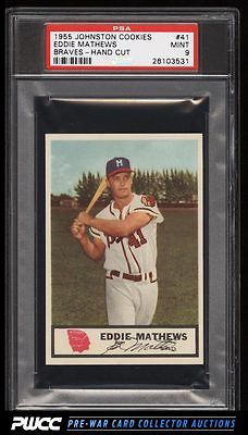 1955 Johnston Cookies Braves Eddie Mathews 41 PSA 9 MINT PWCC