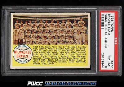 1958 Topps Braves Team NUMERICAL CHECKLIST 377 PSA 8 NMMT PWCC