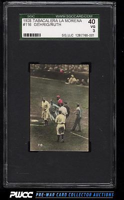 1928 Tabacalera La Morena Babe Ruth  Lou Gehrig 116 SGC 340 VG PWCC